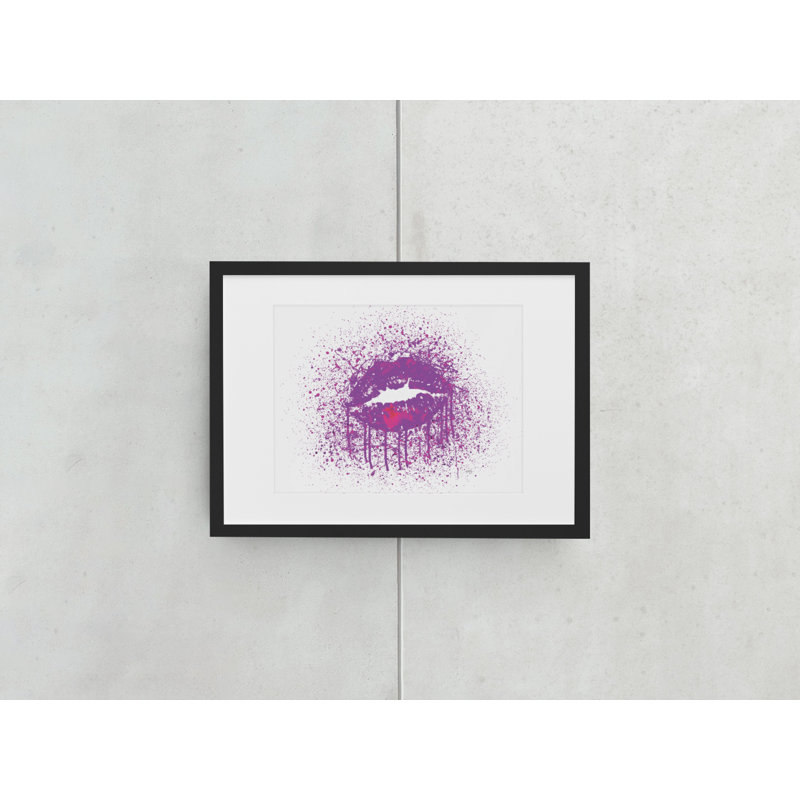 Purple Splatter Lips - Single Picture Frame Print