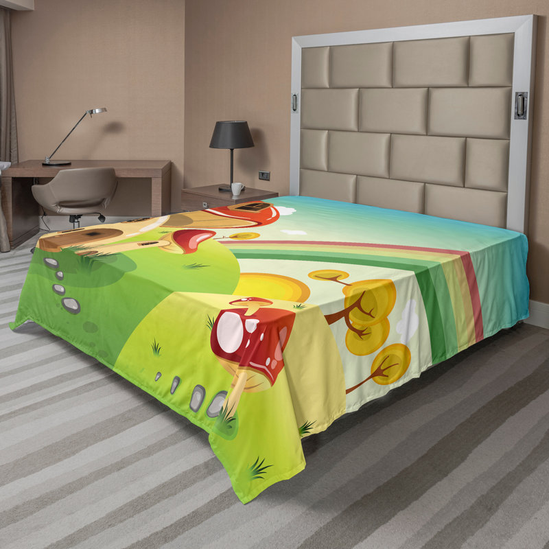 Multicolore Ambesonne, Drap plat pour taille de lit très grand californi