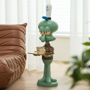 Figurine de calmar en résine avec plateau