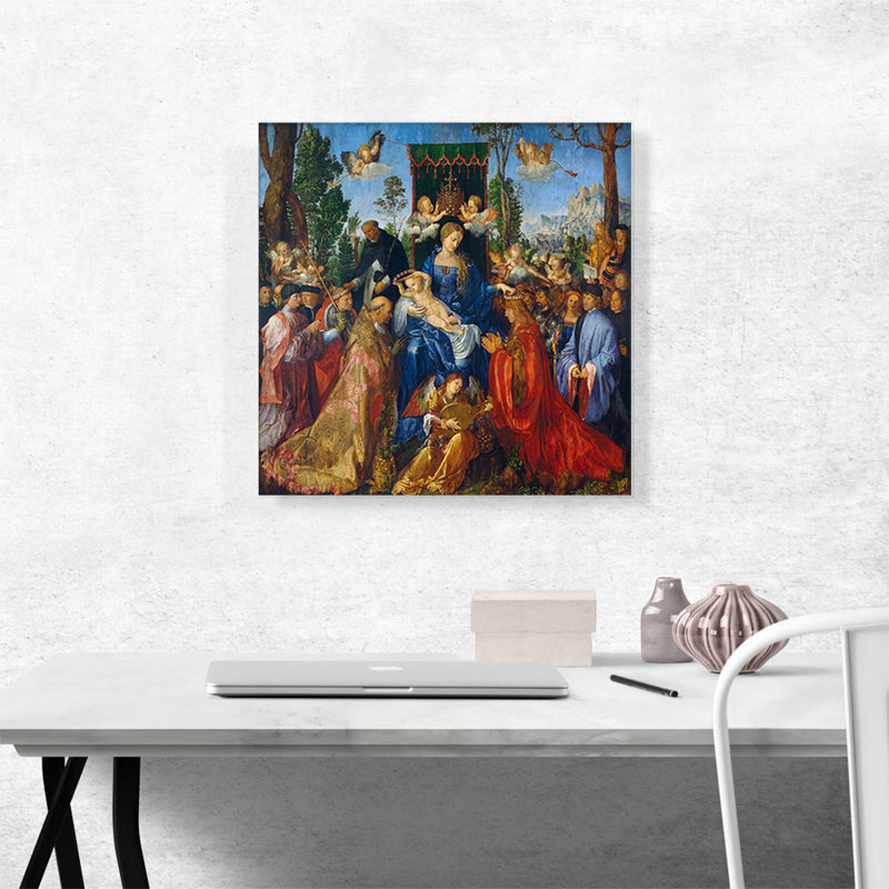«Feast of Rose Garlands 1506» par Albrecht Dürer, reproduction d'art sur toile tendue, H 18 po x l 18 po x P 0,75 po