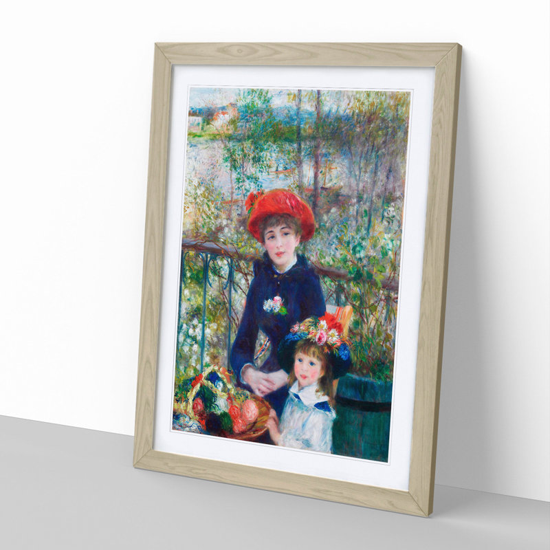 Two Sisters by Pierre-Auguste Renoir - Picture Frame Painting, 65cm H x 48cm W x 2cm D, Oak Framed