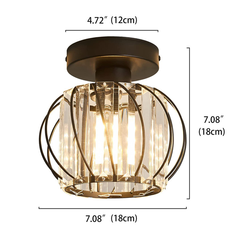Plafonnier semi-encastré en cristal 1 lumière Temaraia, Chrome