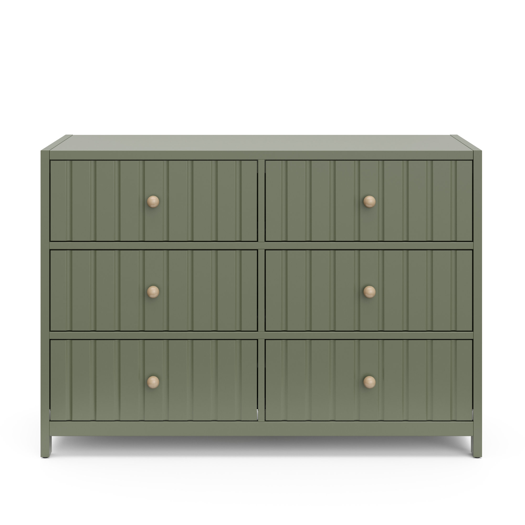 Teddi 6 Drawer Double Dresser, Olive