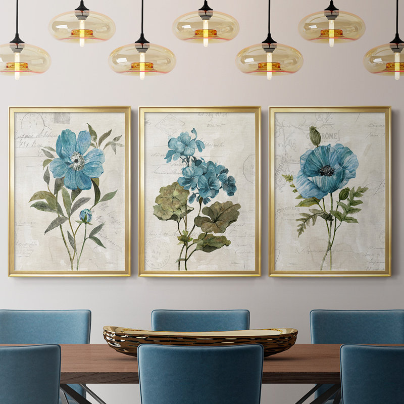 Toile encadrée de lin pivoine de qualité supérieure - prête à être accrochée, Cadre doré, H 42,5 po x l 61 po x P 2,5 po