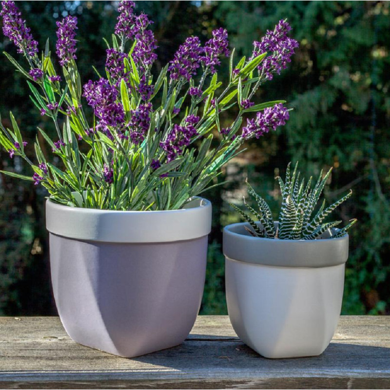 Ceramic Pot Planter, Gray, 6" H x 6.5" W x 6.5" D