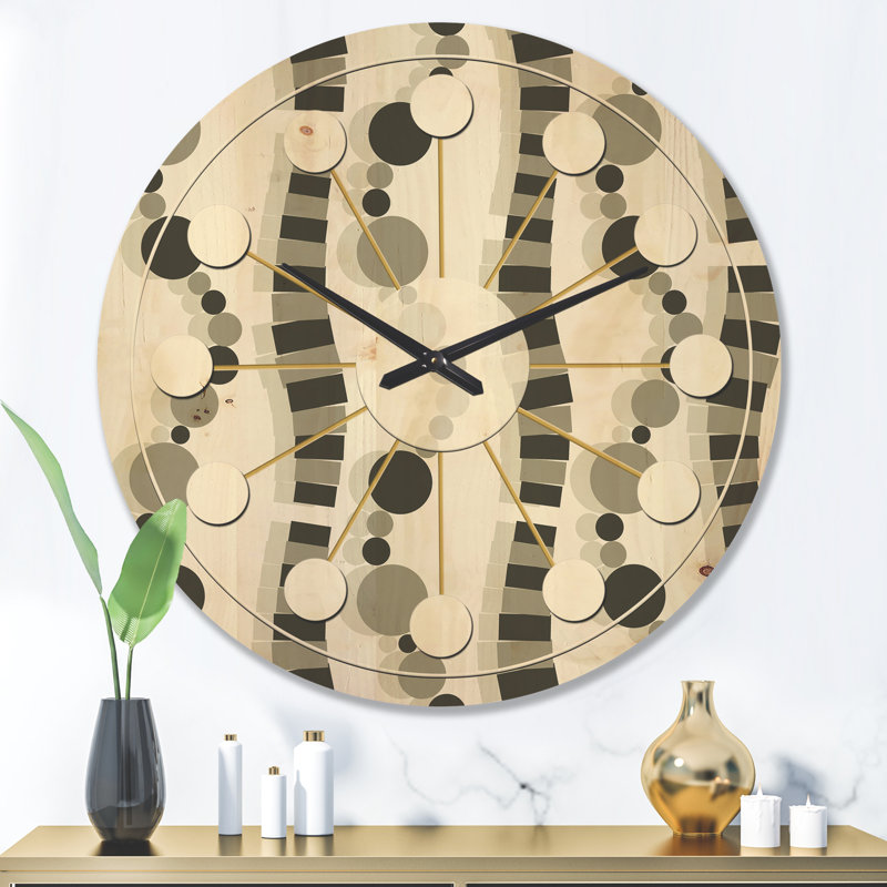 Horloge murale en bois à motif géométrique VI, Très grand