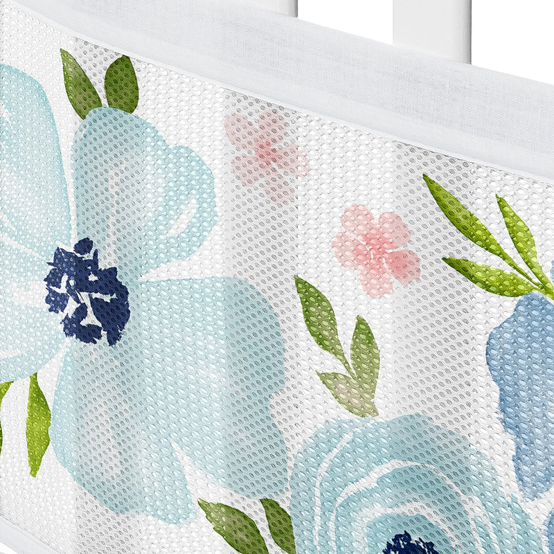 Motif aquarelle floral bleu marine et rose Sweet Jojo + doublure en maille respirante pour bébé