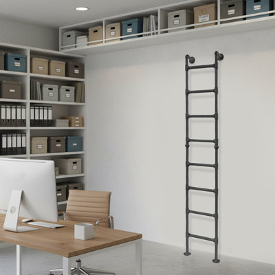 94.49Inch Height Bunk Bed Ladder, 8-Step Metal Ladder High Loft Attic Step Ladder 150Kg Load For Basement, Loft, Dorm, Small Spaces(94.49(H)*17.72(D)*5.91In(W))