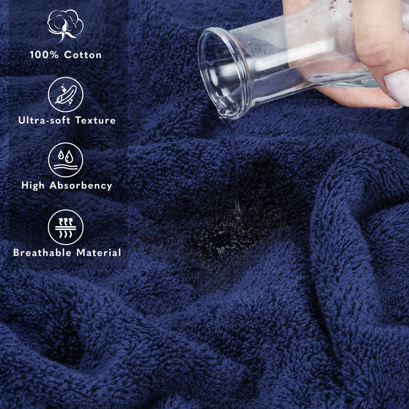 Darcelle 100% Cotton 35x70 Jumbo Large Bath Sheet, Navy Blue