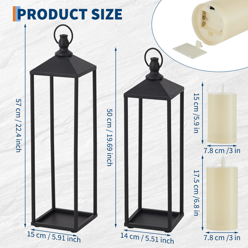 H Tabletop Candelabra Holder with Candle Included, 57 cm H x 15 cm W x 14 cm D