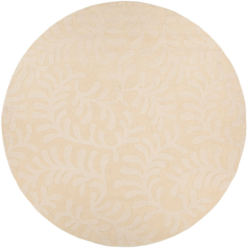 Tapis en laine touffeté à la main crème fabriqué à la main, Rond 8 pi
