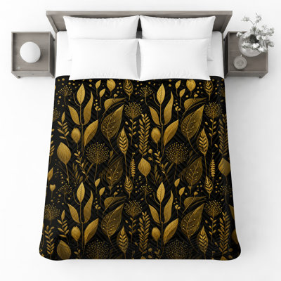 Couvre-lit matelassé à motif botanique doré toutes tailles