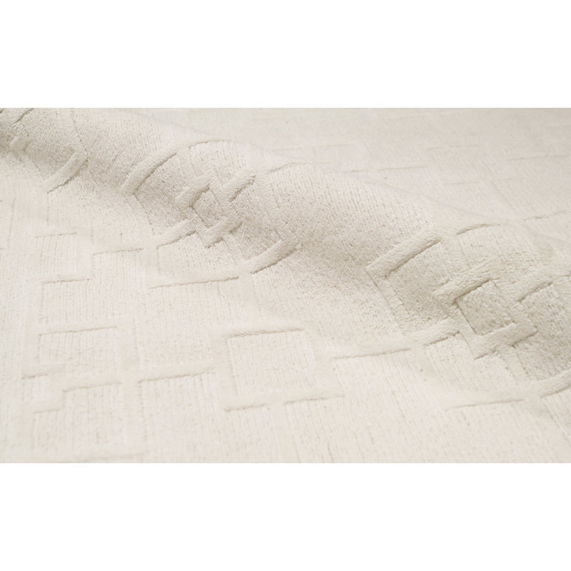 Wool Geometric Area Rug in Cream