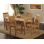 Ensemble de salle à manger en chêne naturel avec table rectangulaire et quatre chaises à dossier en lattes
