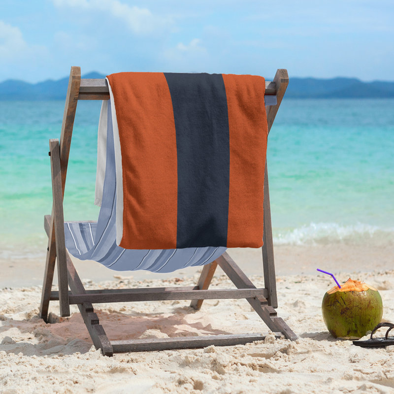 Beach Towel, Light Orange/Navy Blue