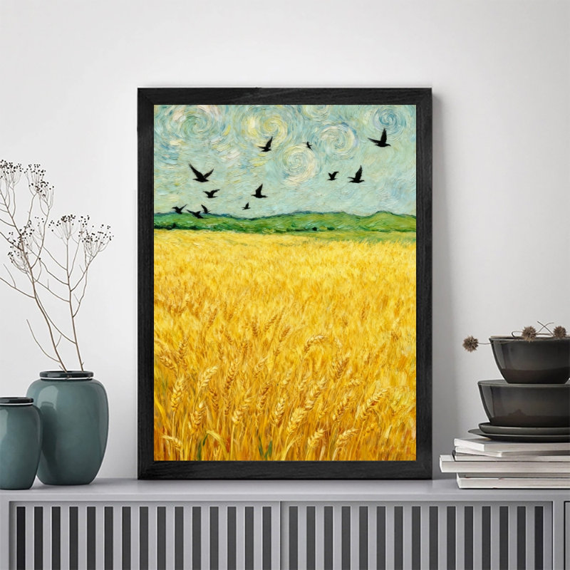 Reproduction d'art encadré noir rétro, 17" H x 13" W
