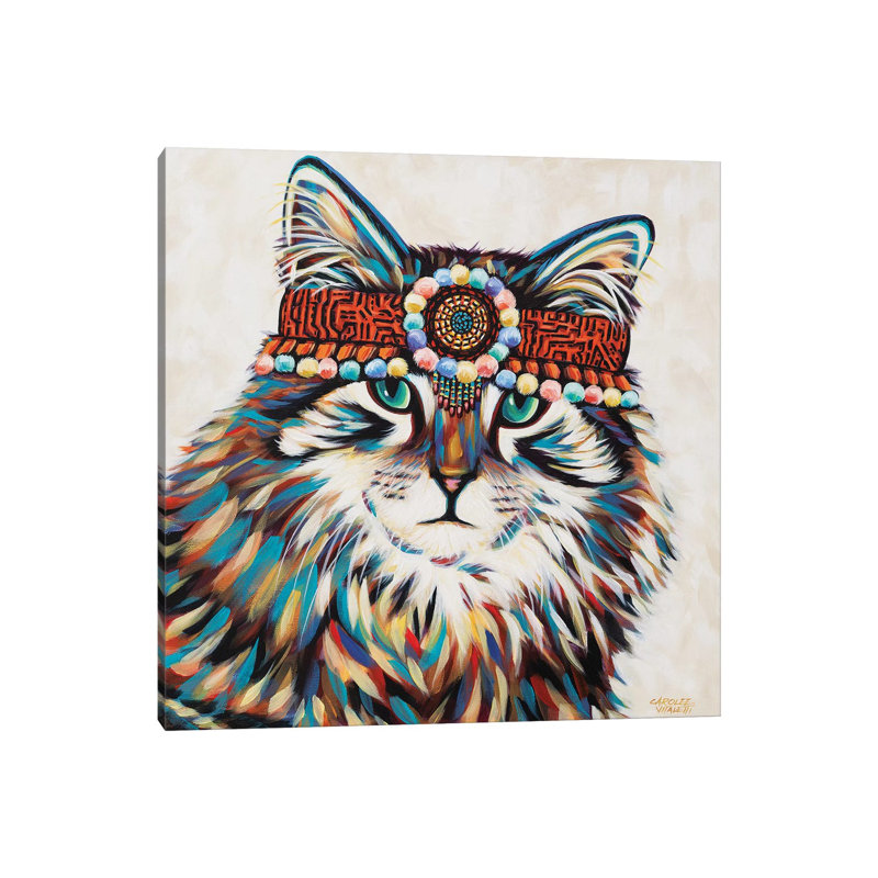 Hippie Cat II by Carolee Vitaletti - Wrapped Canvas Painting, 30.48 cm H x 30.48 cm W