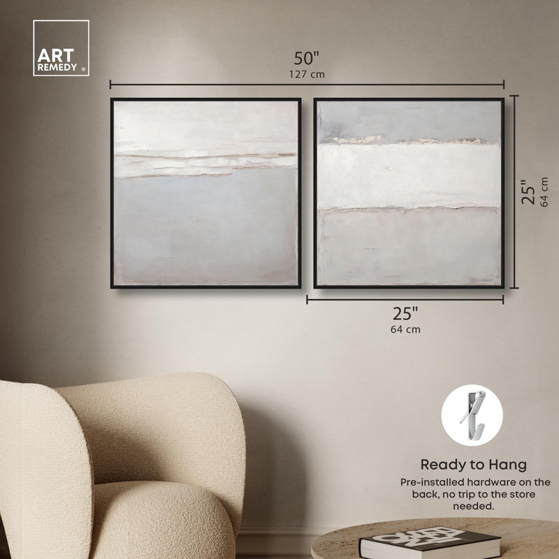"Luxe", ensemble de 2 reproductions d'art sur toile par , Noir, H 25 po x l 25 po