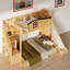 Lit superposé avec escalier de rangement, tablette, glissade et garde-robe-35275596