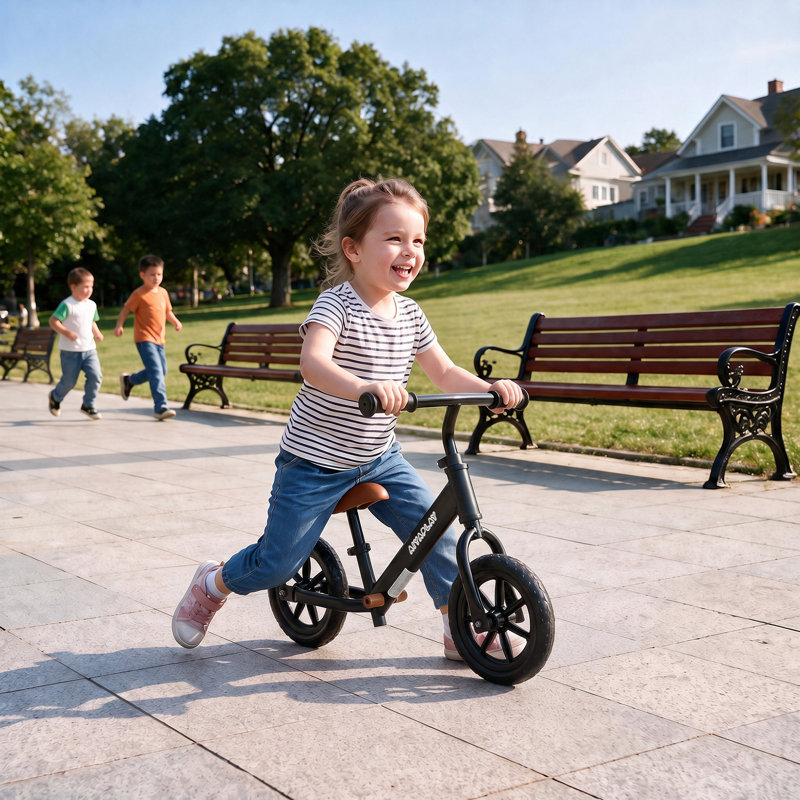 AIYAPLAY 11.2" Balance Bike with Lighting Wheels for 2-5 Years, Black, Black