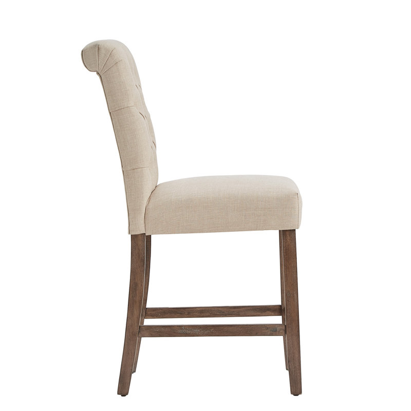 Tabouret Alsadig, Beige, Tabouret de comptoir (siège d'une hauteur de 25 p, Brun