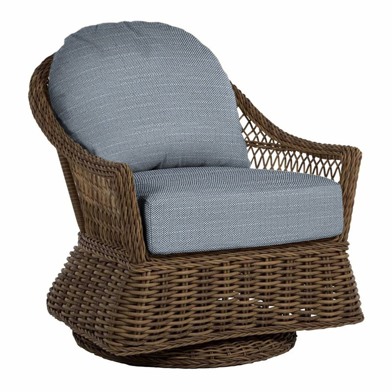 Soho Woven Swivel Glider - Raffia, Rollo Chambray InsideOut® Linen, Raffia (Keep), No Welt