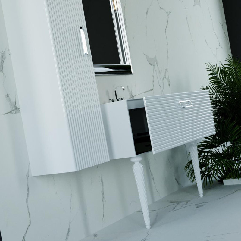 Meuble-lavabo 40 pouces Linea, Blanc, Chrome