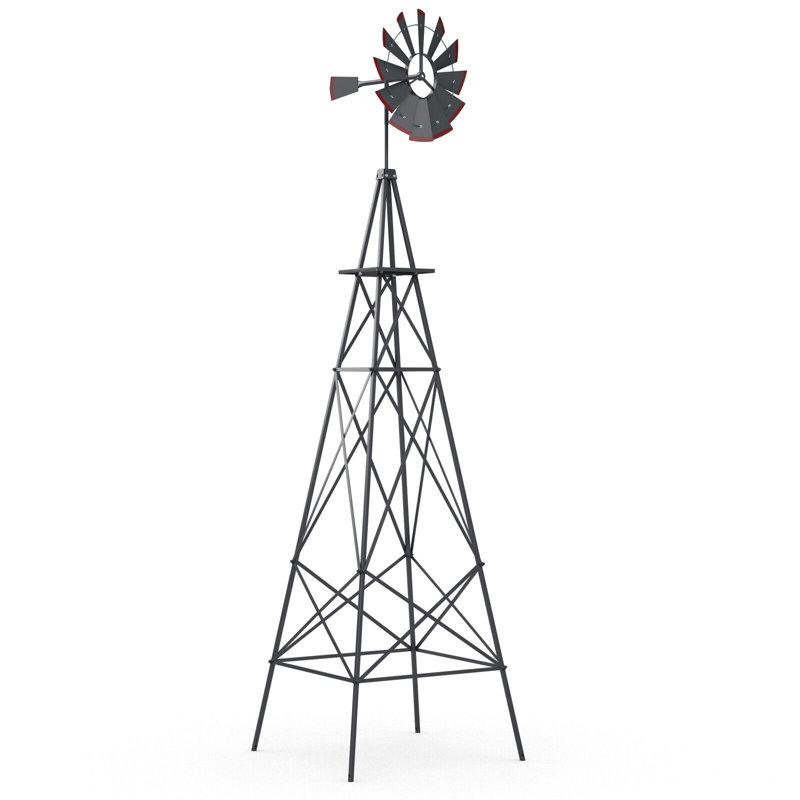 Carmeshia Metal Windmill, Grey