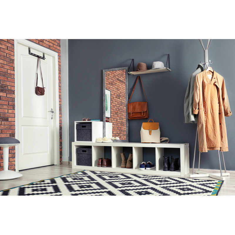 Jarel Wood Flat Wall Mirror, Grey, 127cm H x 47cm W