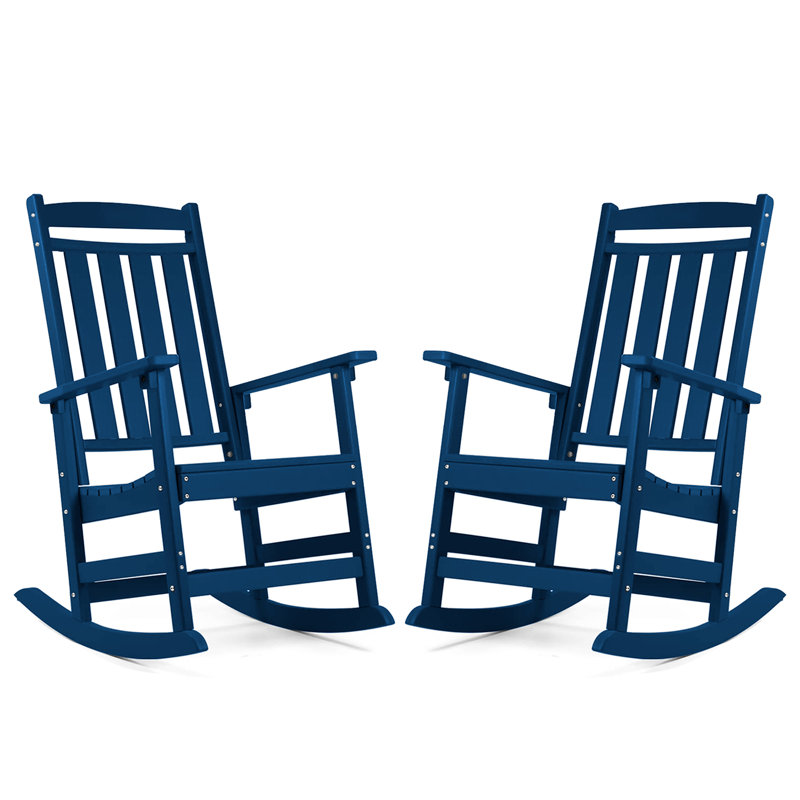 Oxing HDPE Outdoor Rocking Chair, Navy Blue