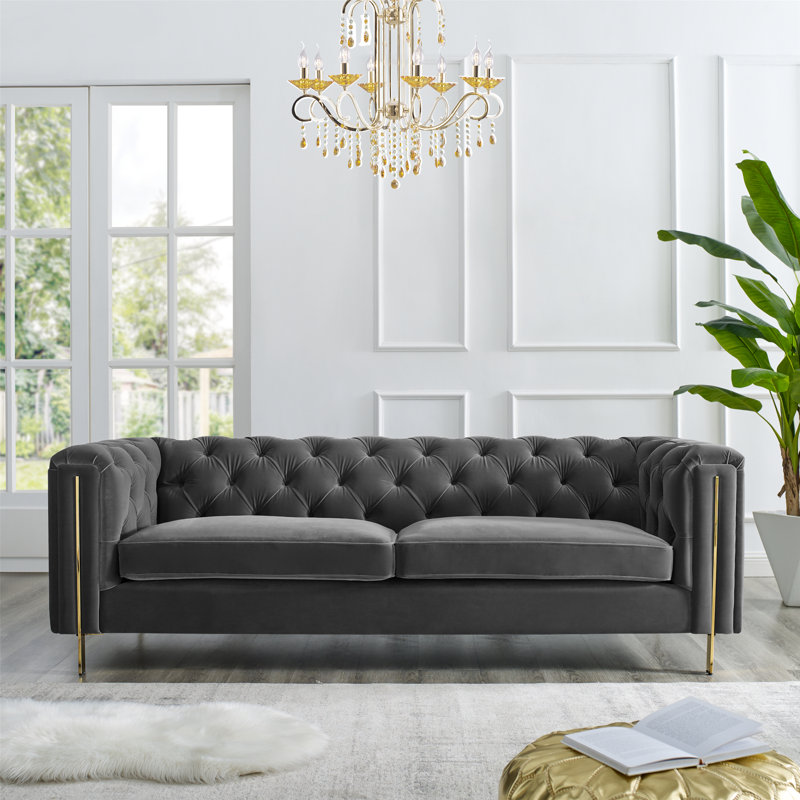 Charlotte Velvet Sofa, Grey