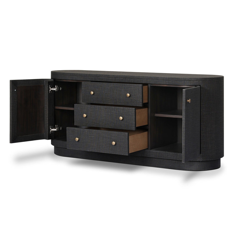 Amelia Media Console, Black Linen