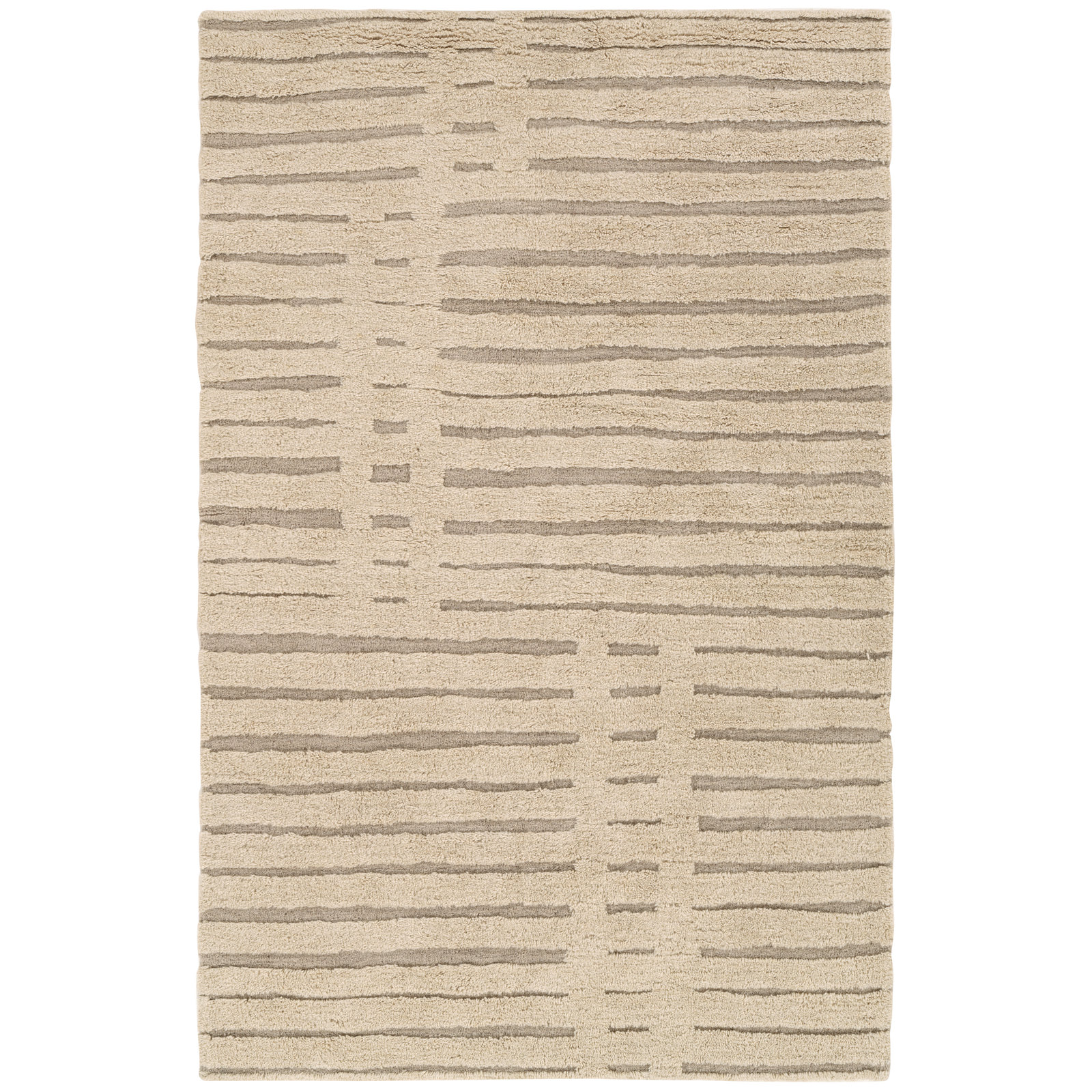 Handtufted Washable Wool Blend Tribal Tan Area Rug, Rectangle 9'6" x 13'6"