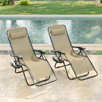2Pcs Reclining Zero Gravity Chair Lounge Chair Recliners for Patio by Arlmont & Co.
