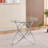 Modern Tempered Glass Dining Table with Chrome Metal Legs, Space-Saving Kitchen Table for Living Room-434630367