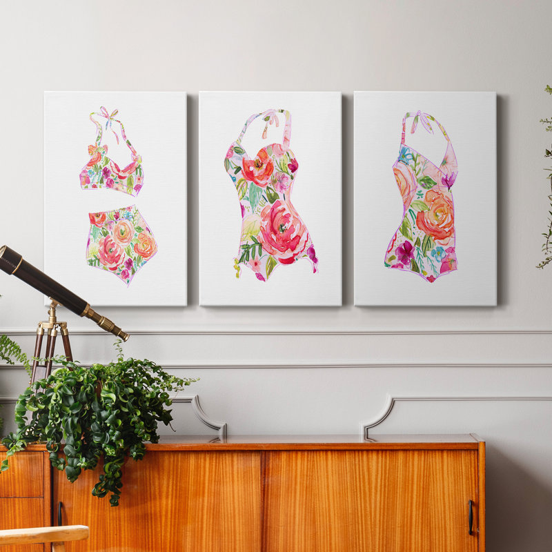 Ensemble de reproduction de peinture sur toile tendue tropicale I - 3 pièces, H 48 po x l 96 po x P 1 po