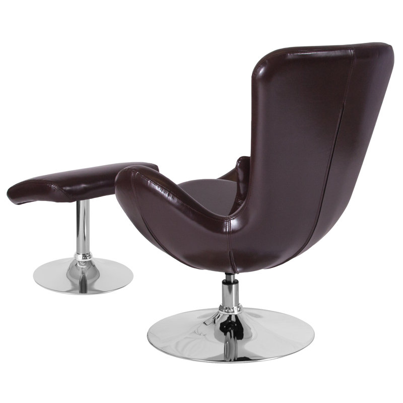 Chaise d'appoint Marilo LeatherSoft avec siège incliné et repose-pieds - siège d'invité, Brun
