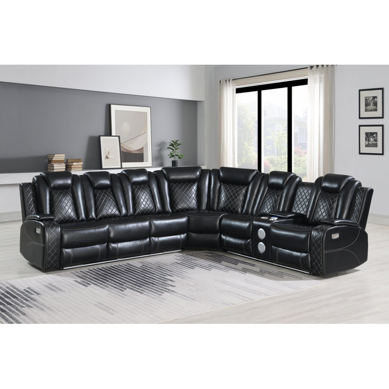 Gracey Upholstered Reclining L-Shaped Sectional Symmetrical, Power