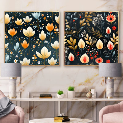 Scandinavian Botanical Collage III - Ensemble de 2 collages botaniques abstraits