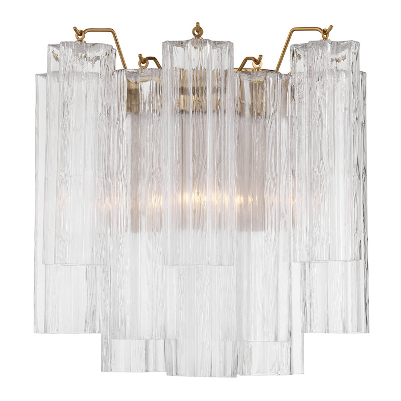 Hardman 2 Light Aged Brass Sconce, Clear, Gold