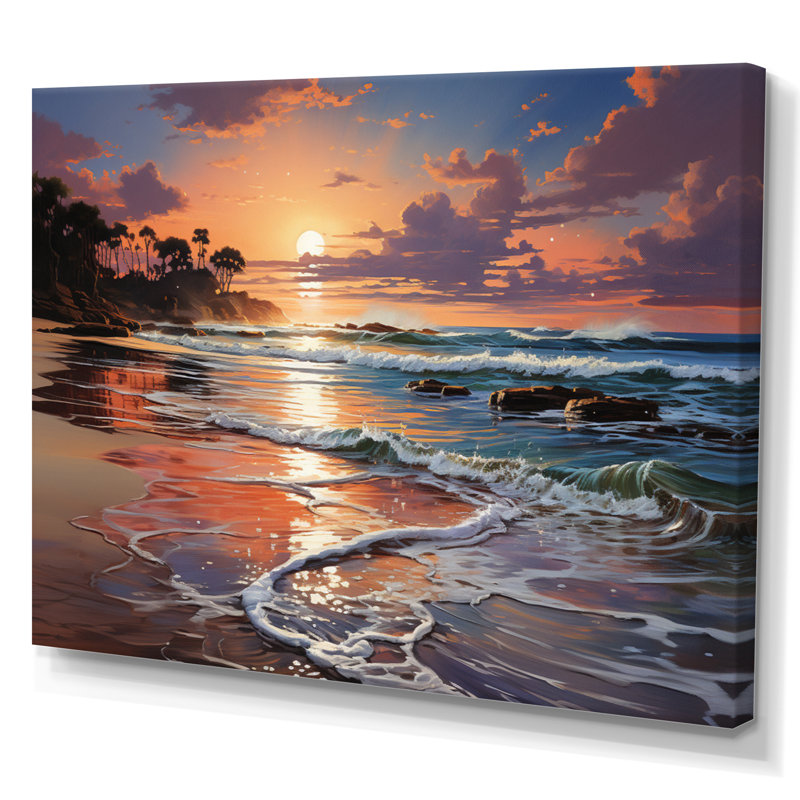 Beach Sunset Beach II - Nautical & Beach Canvas Wall Art, Toile tendue, H 24 po x l 32 po x P 1 po