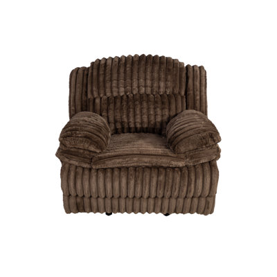 Fauteuil inclinable manuel en velours côtelé chocolat avec accoudoirs rembourrés