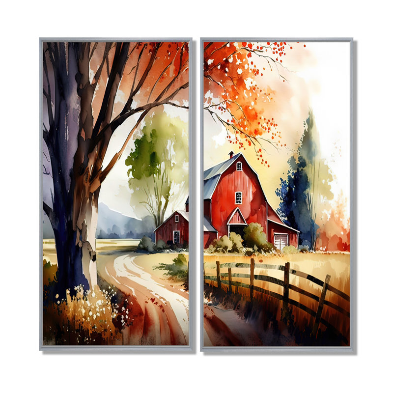 Curch In Country Town VI - Art mural vert 2 pièces, H 20 po x l 24 po, Reproduction encadrée sans passe-partout