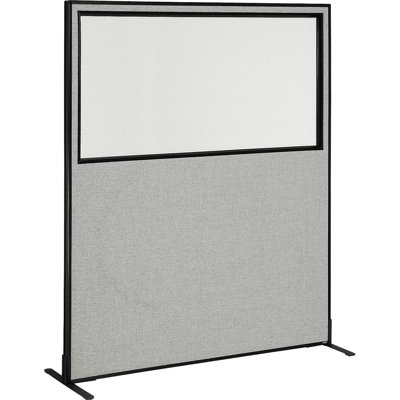 Interion Freestanding Gray Office Partition Panel With Partial Window