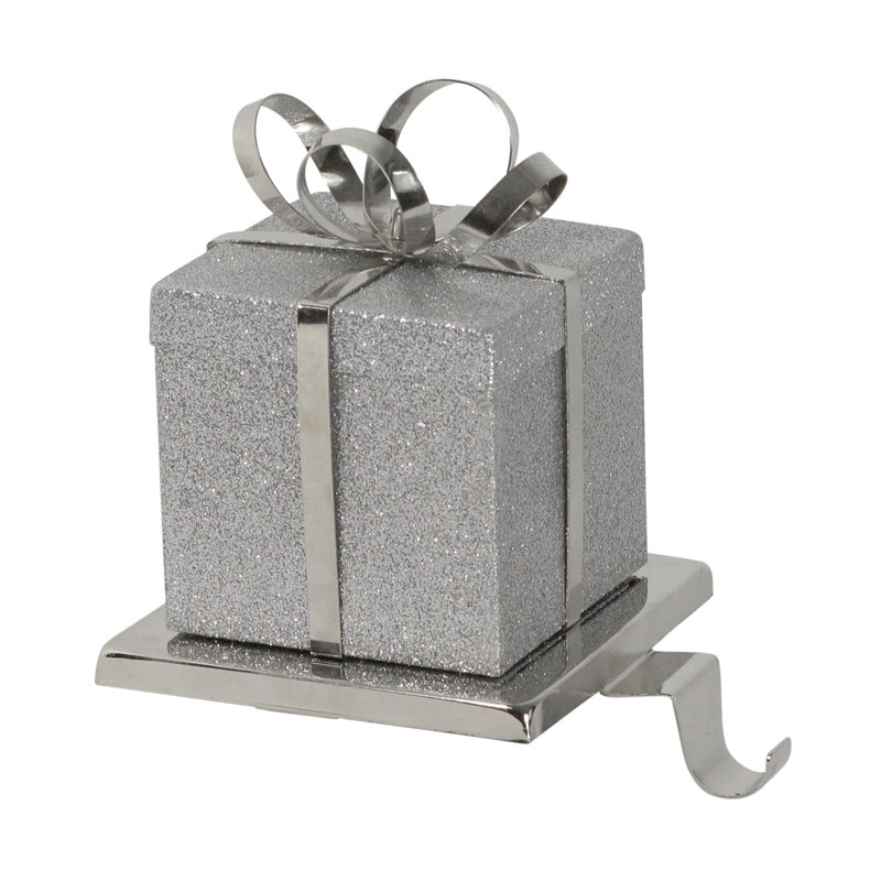 Boîte-cadeau de Noël 6 "avec paillettes, Argent