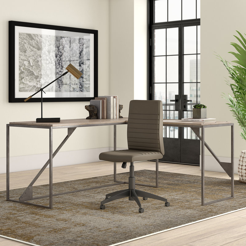 Bureau en L Ovia, Gris rustique