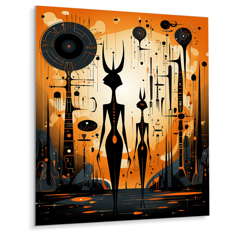 Créatures contemporaines de Sub-Saharan - art mural africain, Métal métal, H 20 po x l 12 po x P 1 po