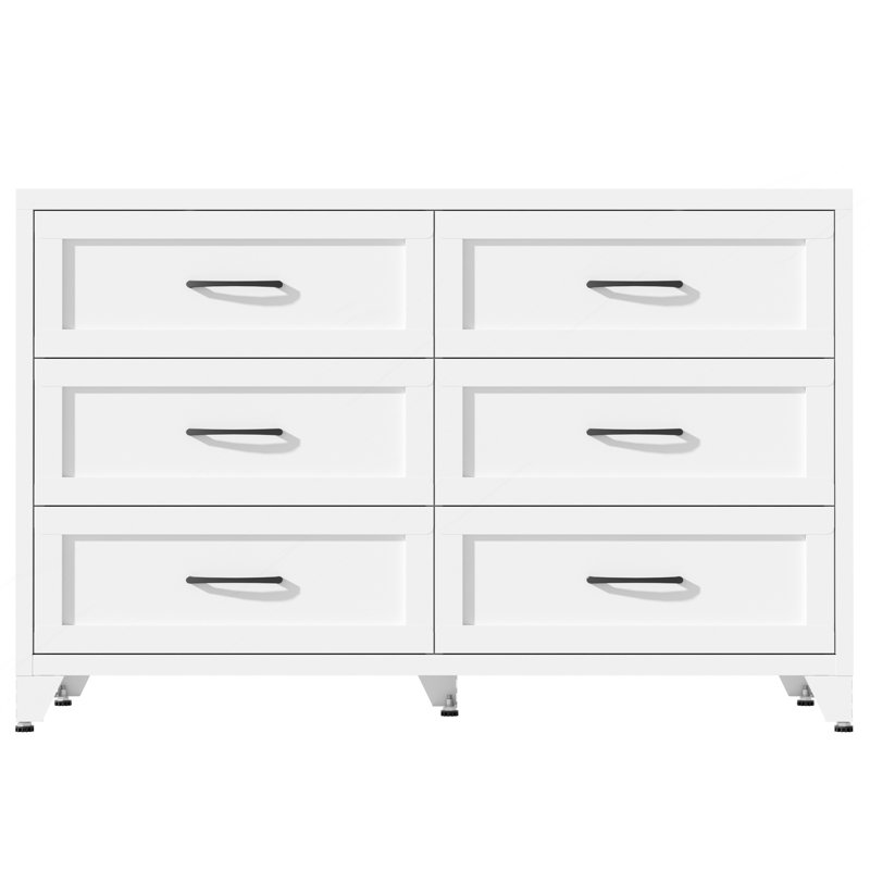 Commode 6 tiroirs pour la chambre à coucher, commode de rangement moderne en métal avec tiroirs coulissants