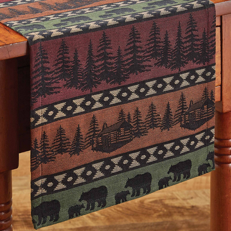 Chemin de table Millwood Pines Mountain Bear - L 54 po, 54 po x 13 po
