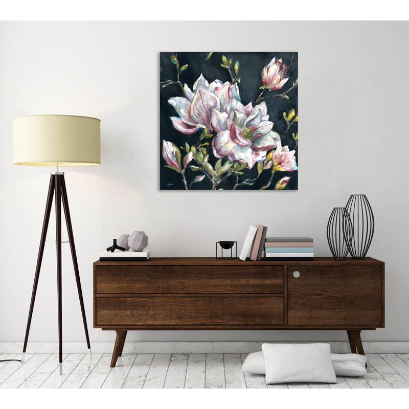 Magnolia On Black by Tre Sorelle Studios - Wrapped Canvas Print, 121.92cm H  x 121.92cm W